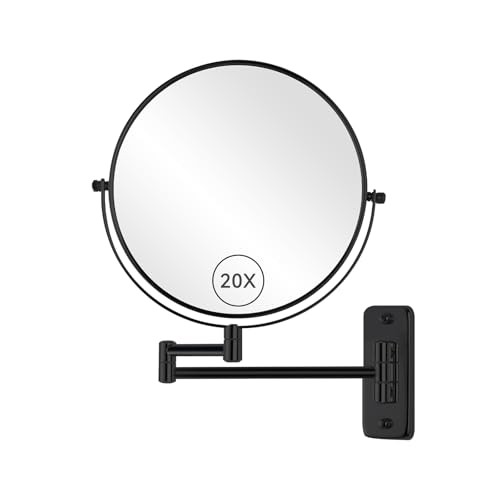 8” Wall Mount Makeup Mirror with 20X Strong Magnification, Double Sided