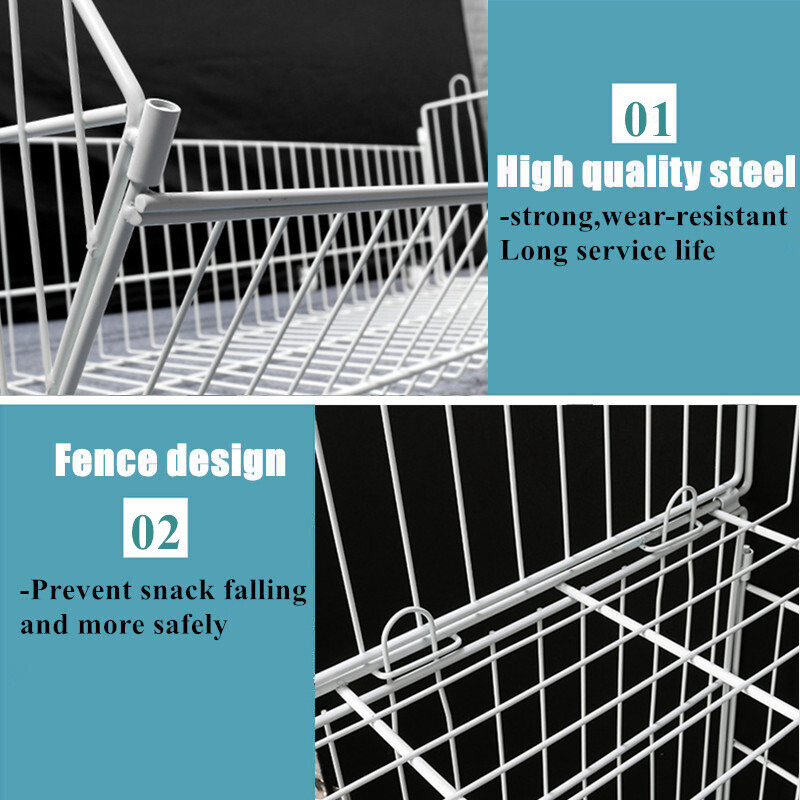 5 Tier Wire Grid Retail Display Shelf Merchandise Display Rack Stand W/ Wheels