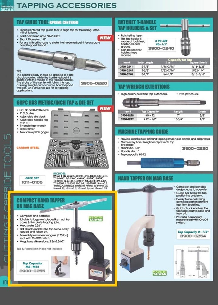 3900-0255 Compact Hand Tapper on Magnetic Base