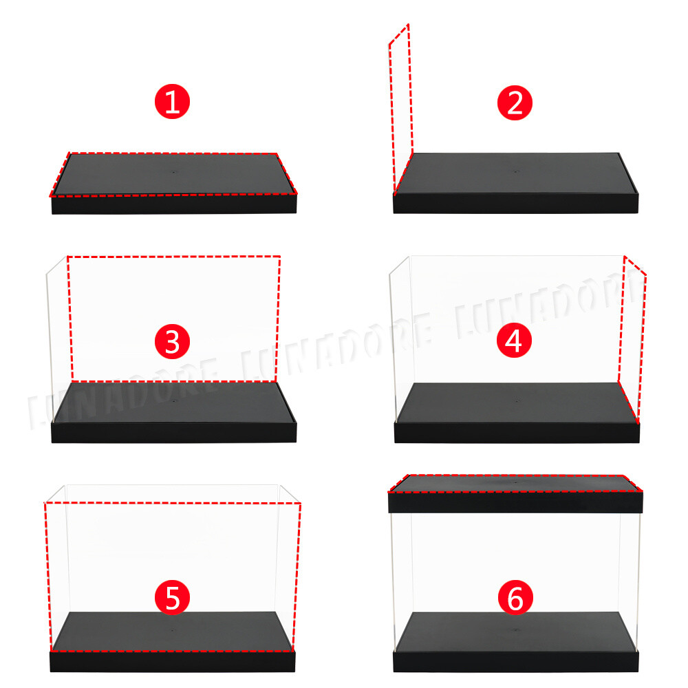 US Large Acrylic Plastic 15" 38cm Display Case Perspex Box Dustproof Protection