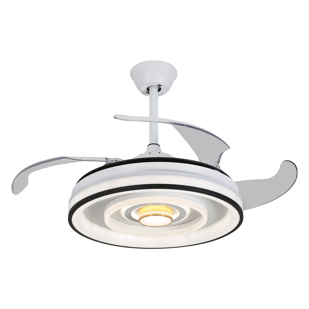 42 Inch Flush Mount Led Ceiling Fan With Lights Remote Control, Dimmable