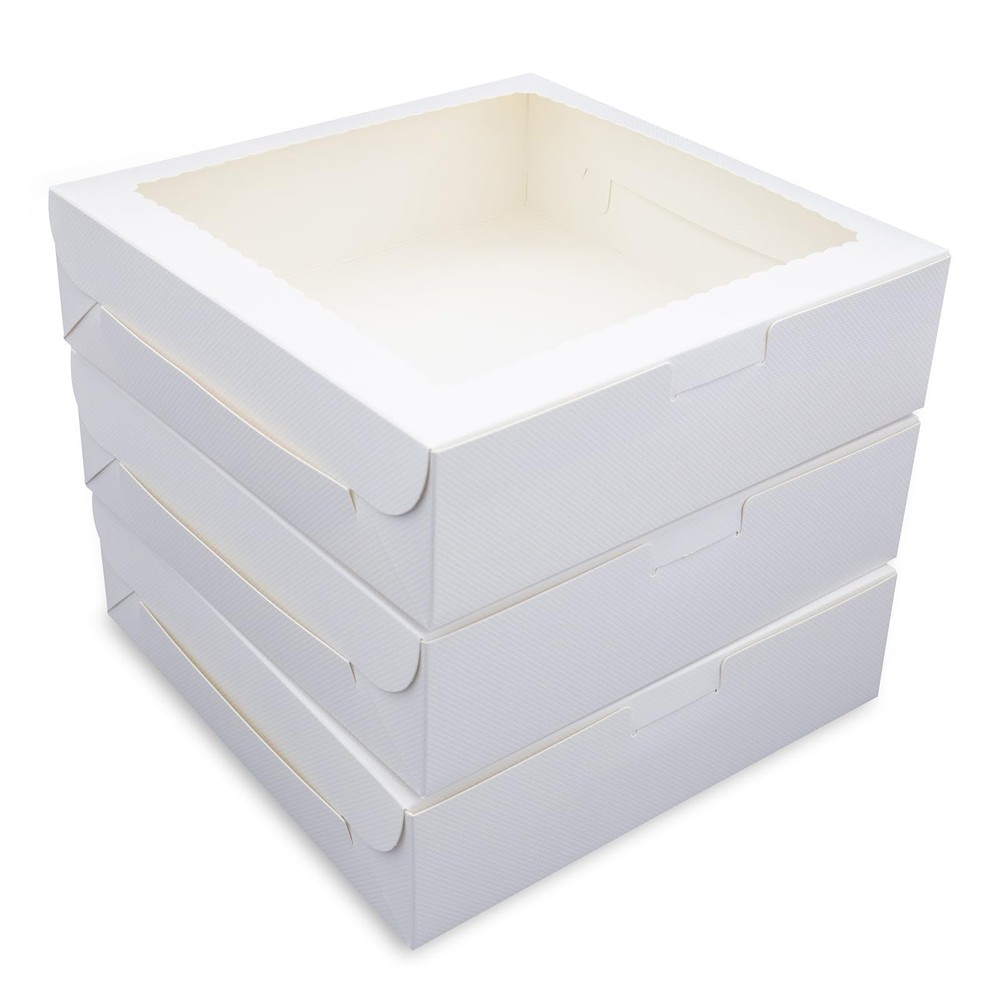 24pcs 9x9x2.5 Inch Pie Boxes White Bakery Boxes Cake Boxes with Window for Pi...