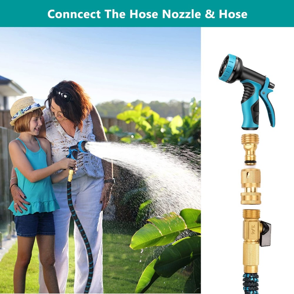 FINEST+ Garden Hose Quick Connector, Solid Brass 3/4 Inch Thread Fitting No-L...