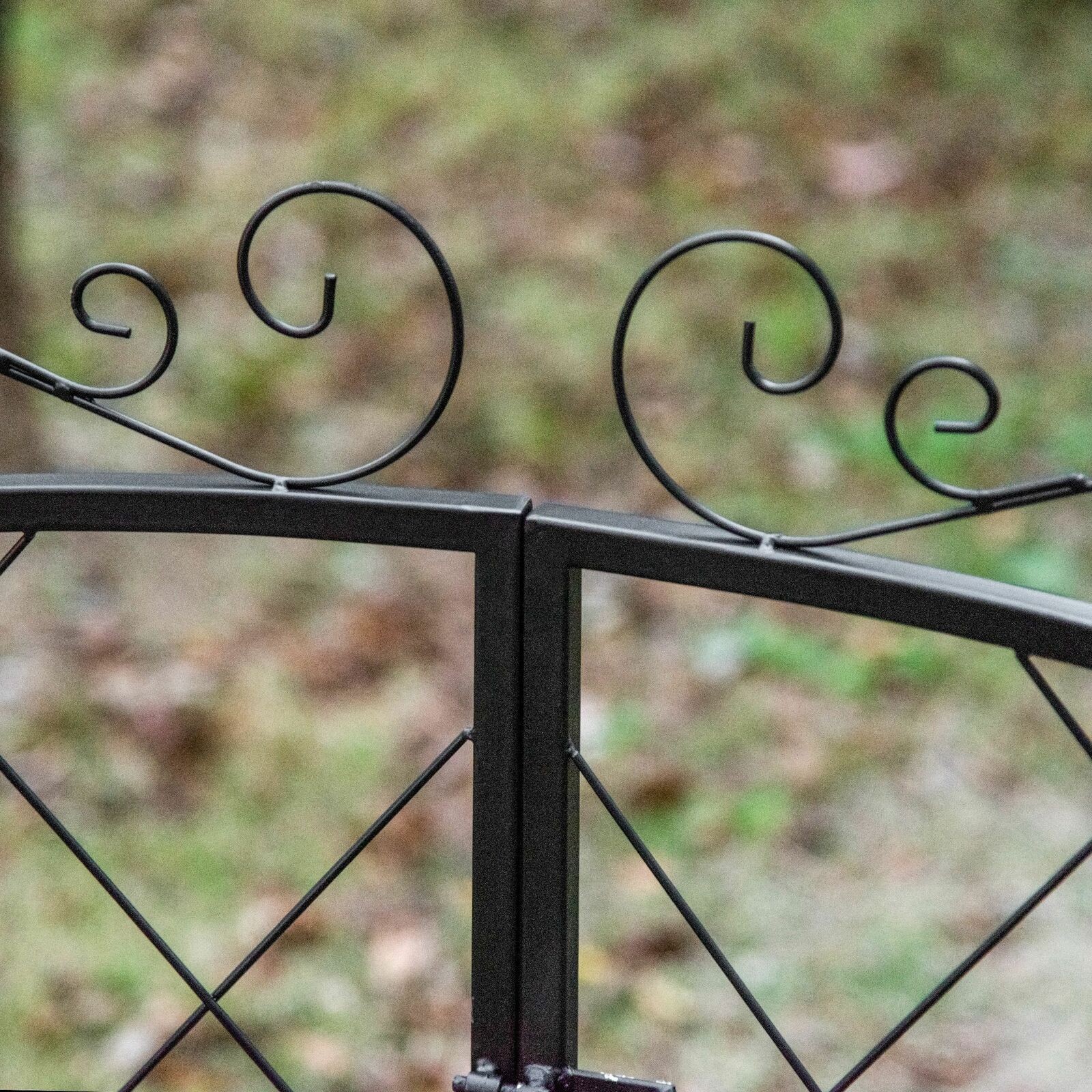 Garden Arbor Trellis with Gate Outdoor Arch Scrollwork for Climbing Plant Vines