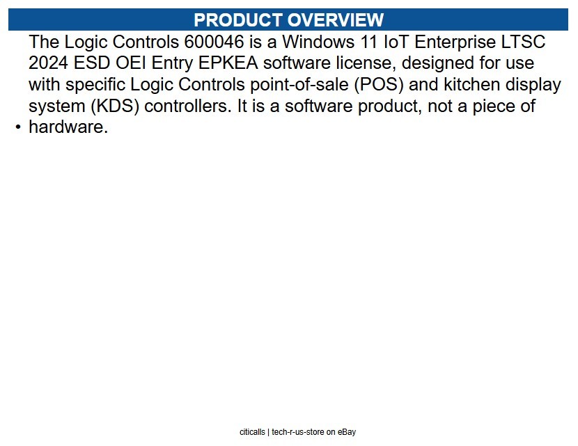 Logic Controls 600046 WIN 11 IoT Ent LTSC 2024