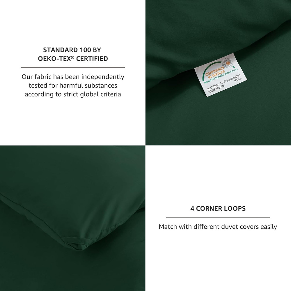 Dark Emerald Green Full Size Comforter Set, 3 Pieces Solid Breathable Quilted Be