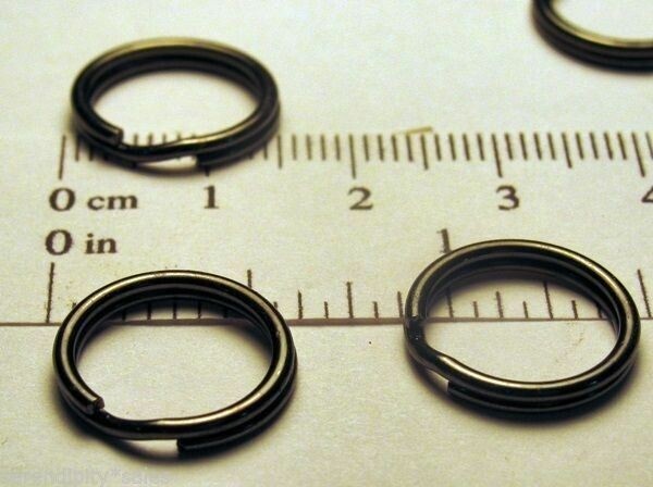 12 KEY RINGS 15mm Approx 5/8" Split Ring ~ Black GUN METAL Finish Steel Findings
