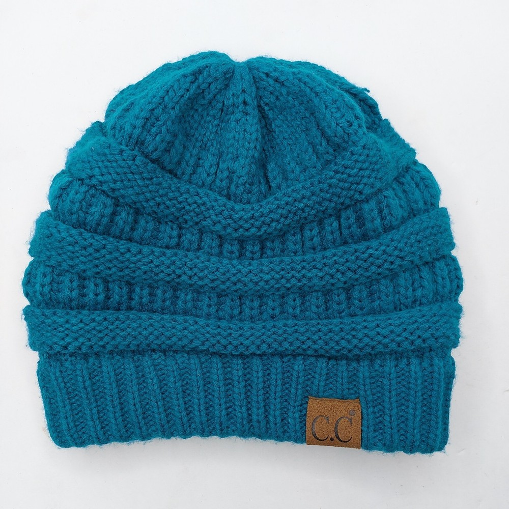 CC Teal Knit Beanie Hat Cap