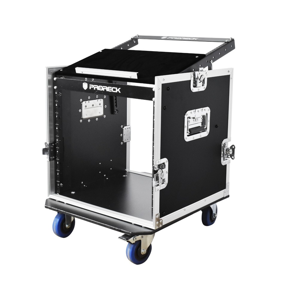 PRORECK Rack Case 20'' Rackable Depth with Slant Mixer Top One Side Table 12-U