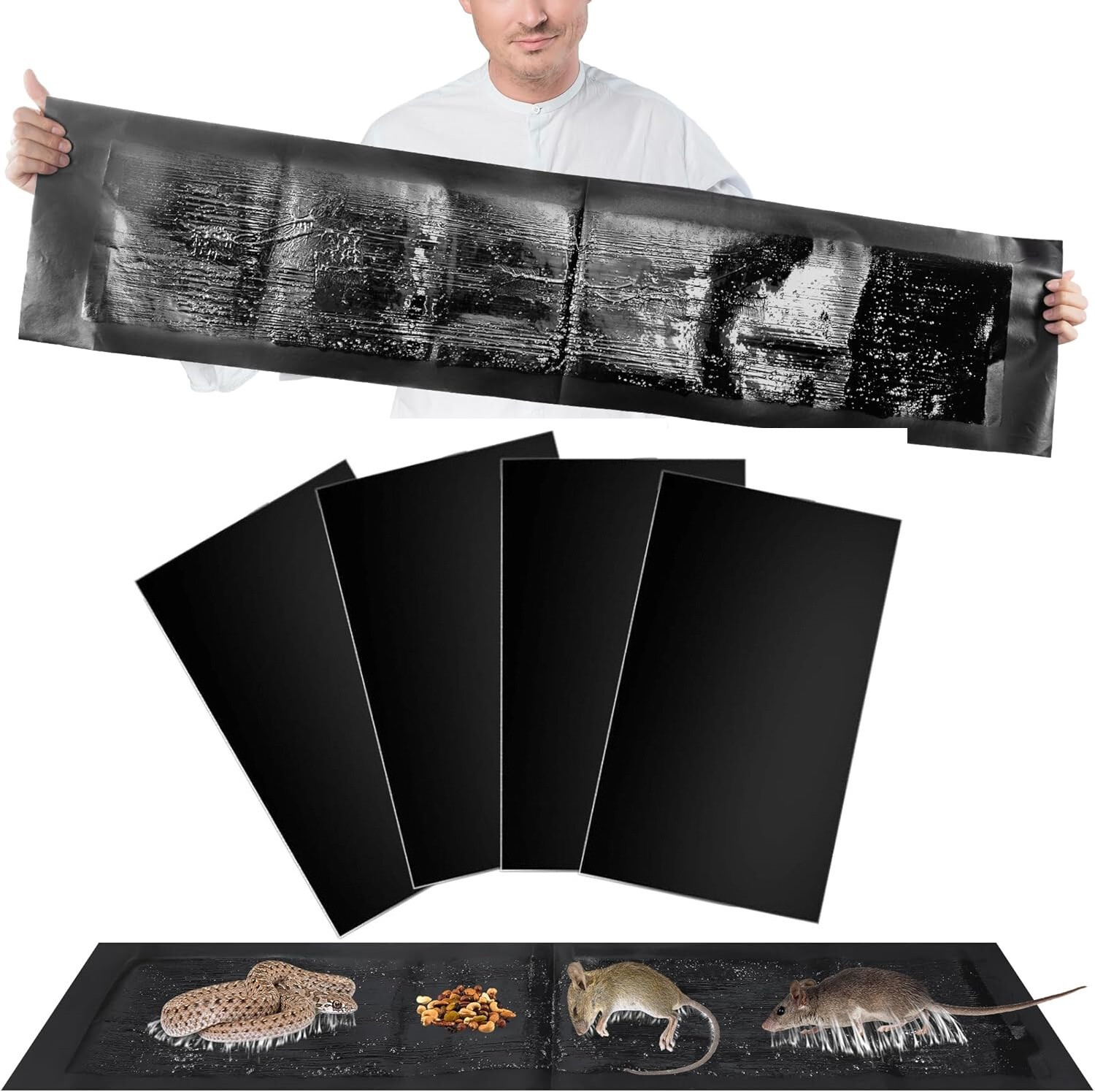 4 Pack Mouse Glue Traps 24 x 11inch Anti Slip Rat Snake Rodent Sticky Pads Pet