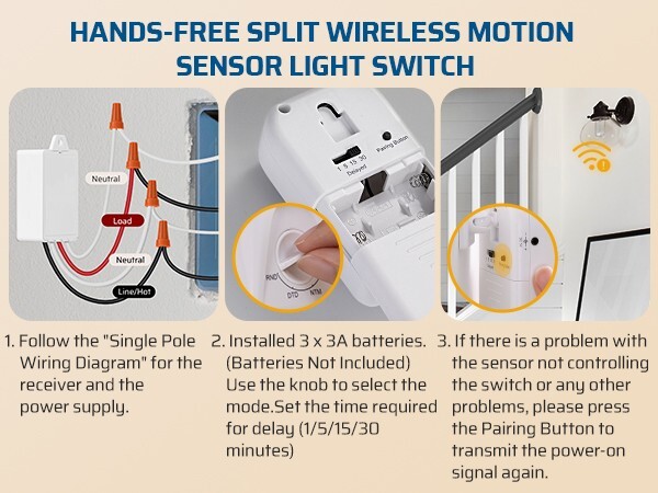 DEWENWILS Wireless Motion Sensor Light Switch,Dusk to Dawn & PIR Motion Sensor