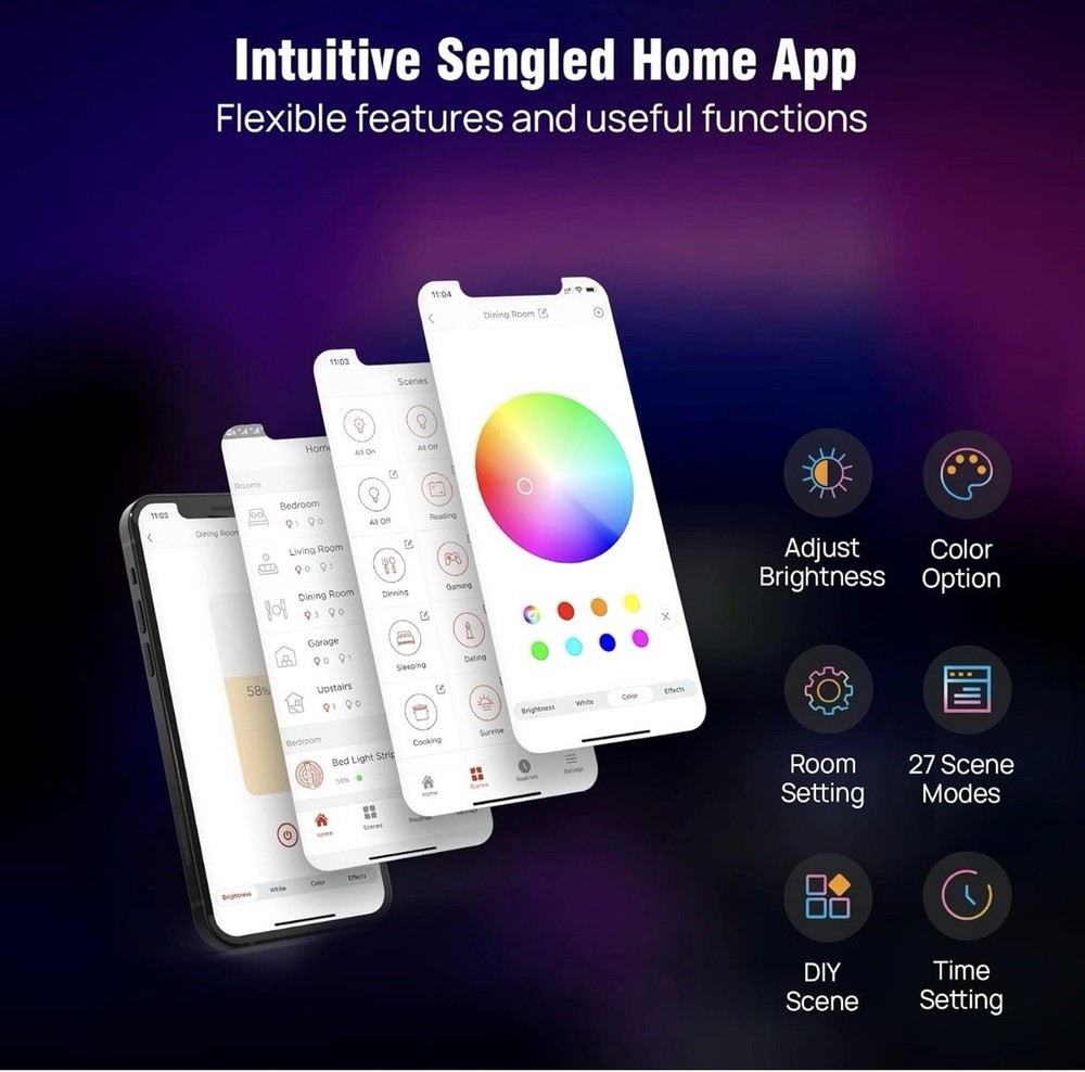 Sengled Zigbee Smart LED Strip Lights Starter Kit Include 16.4ft Smart Light ...