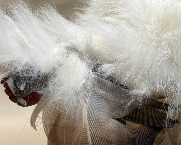 Kachina Sculptures Buffalo & Eagle Dancer 11-14" Handmade Feathers & Fur Signed