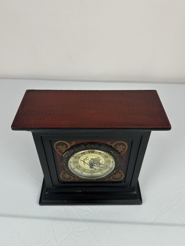 Decorative Distressed Black Mantel Clock Asian Style