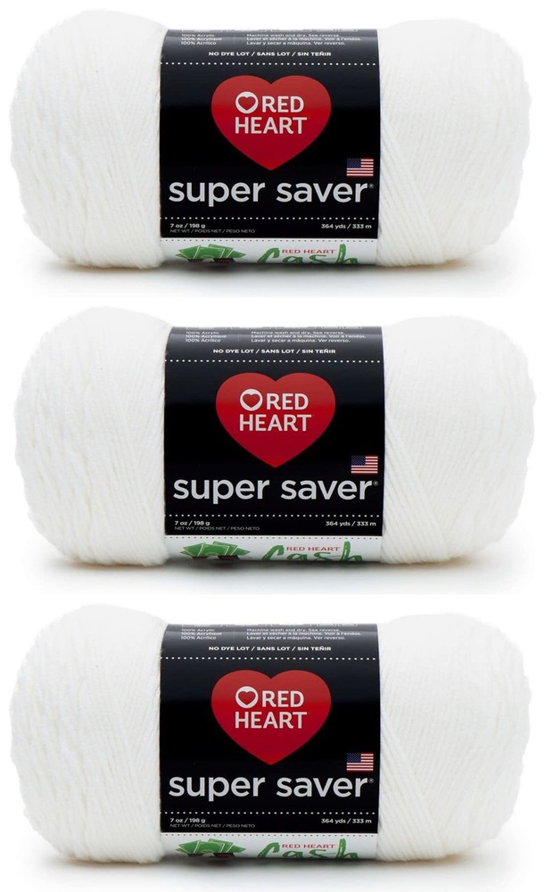 Red Heart Super Saver Yarn 3 Pack White