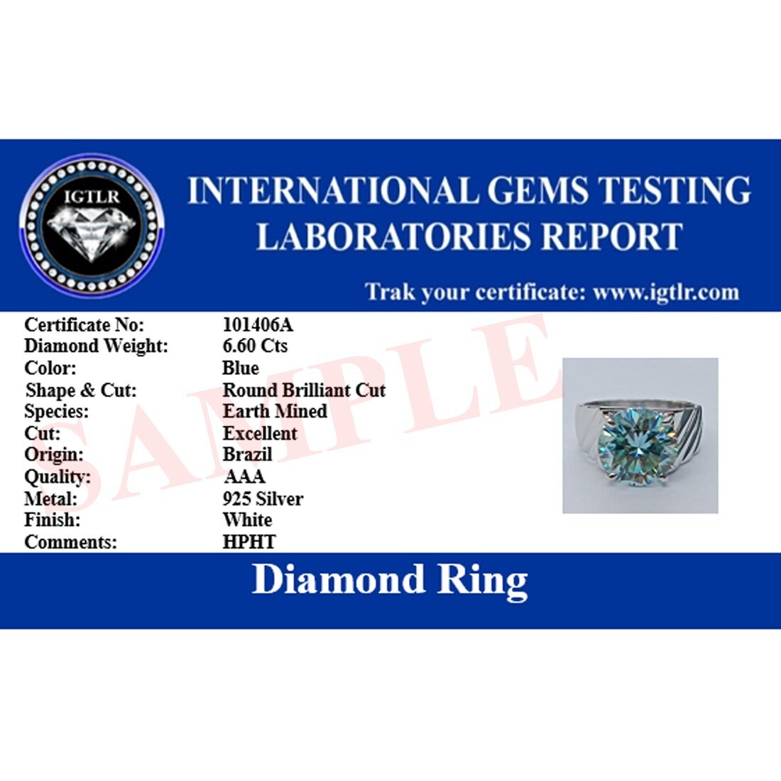 RARE 12.00 Ct Certified Round Cut Blue Treated Diamond Solitaire Ring 925 Silver