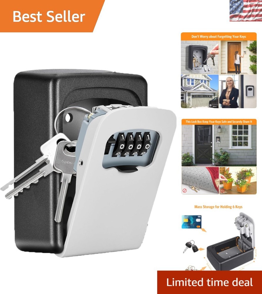 Durable Portable Key Lock Box - Wall-Mounted 4-Digit Security Box for 5 Keys