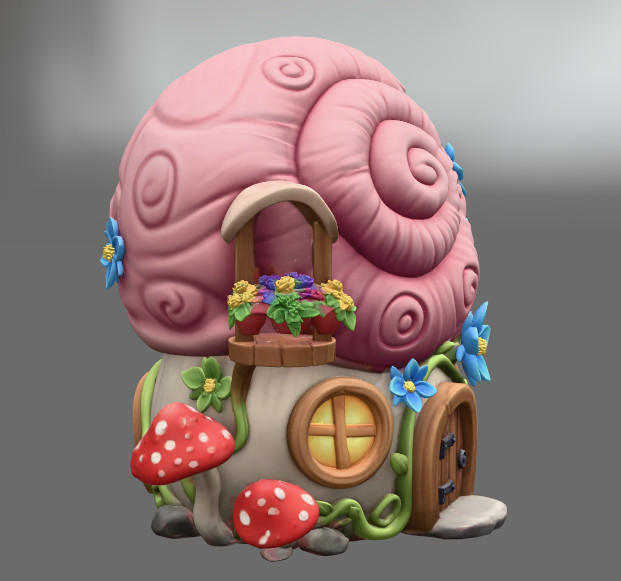 Enchanted Snail Shell Cottage STL File 3D Printable