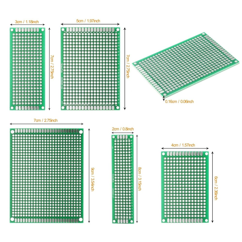 60 Pcs PCB Board Circuits Boards Kit | 28 Double-Sided Prototyping PCBs 60PCs