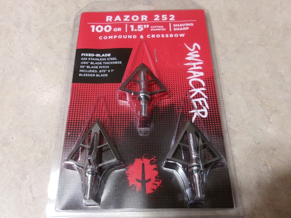 ~NEW~ Swhacker Razor #252  Broadhead 100 Grain 3-pack Archery Crossbow 1.5" Cut