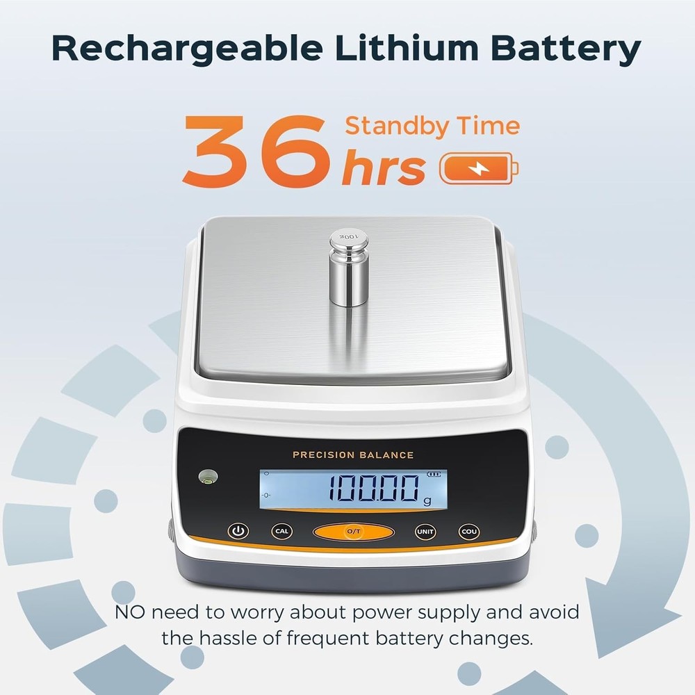 Rechargeable Laboratory Scale 5000g Capacity with RS232 for Data Connectivity
