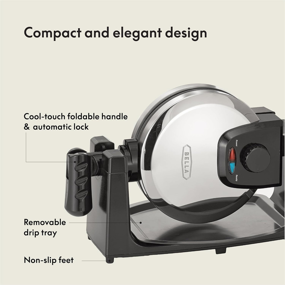 Classic Rotating Belgian Waffle Maker with Nonstick Plates, Removable Drip Tray,