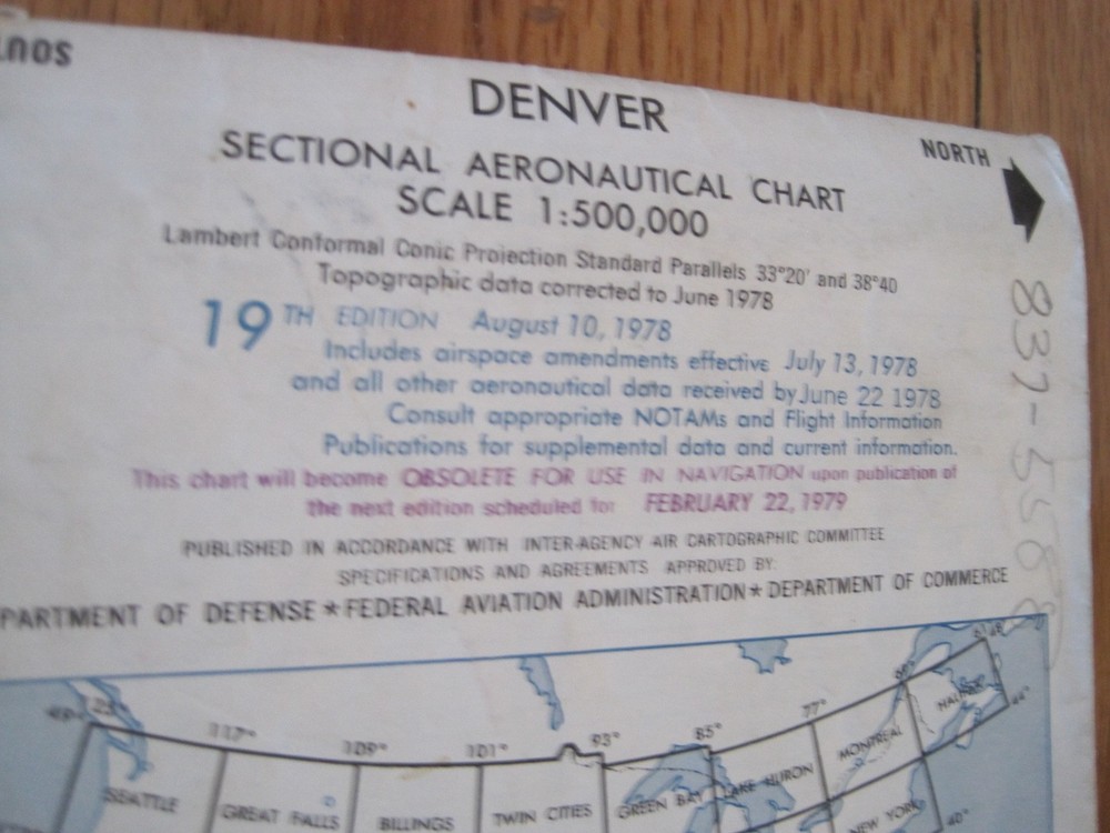 Aeronautical Chart Denver 1978 Vintage