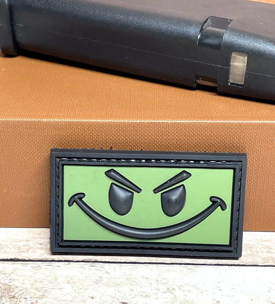 Tactical PVC Patch - Evil Smiley Face Patch - Morale Funny Happy Face Patch