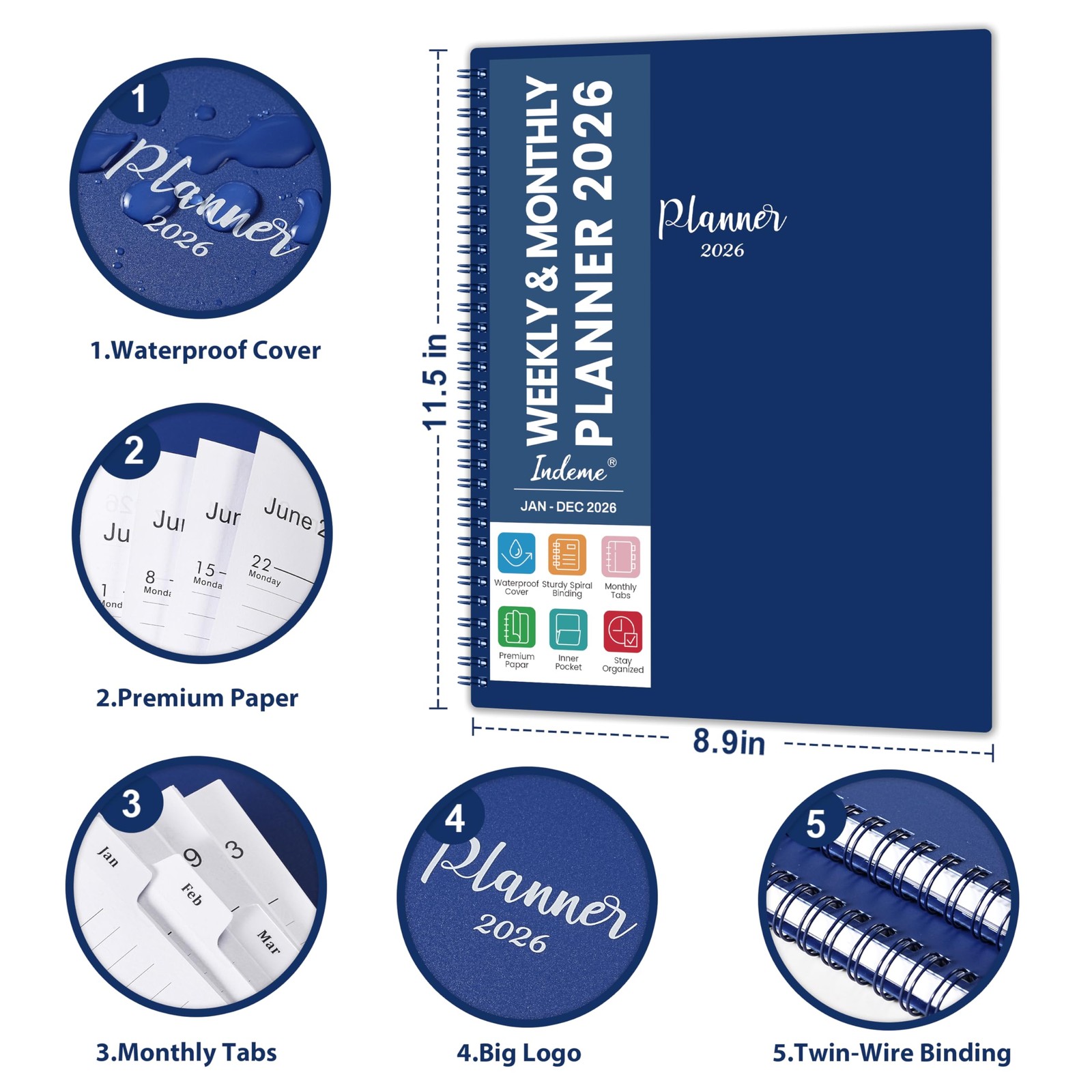 2026 Planner - Jan 2026 - Dec 2026, 2026 Planner Weekly and Monthly, 2026 Cal...