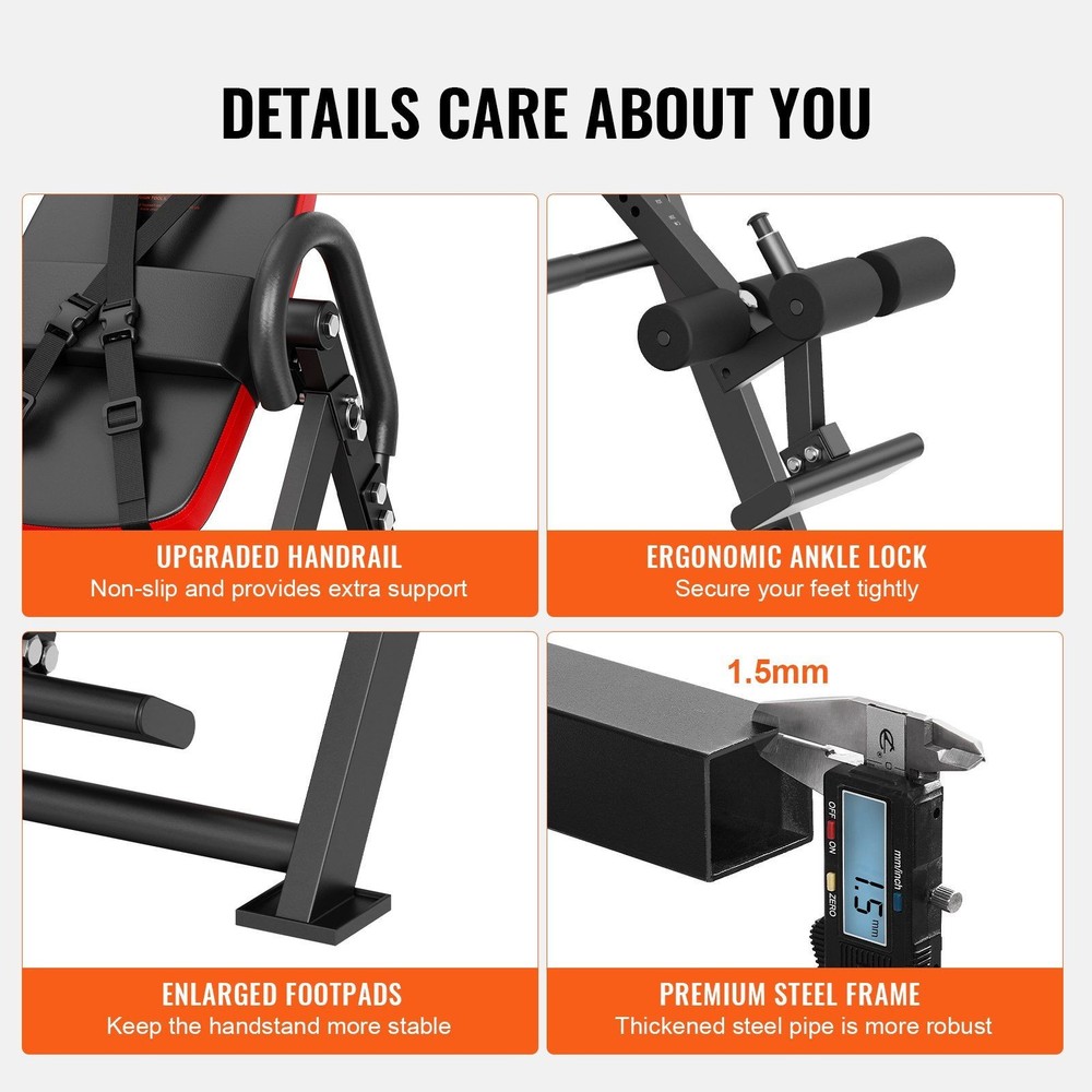 Portable Inversion Table 330lb Capacity Adjustable Exercise Bench