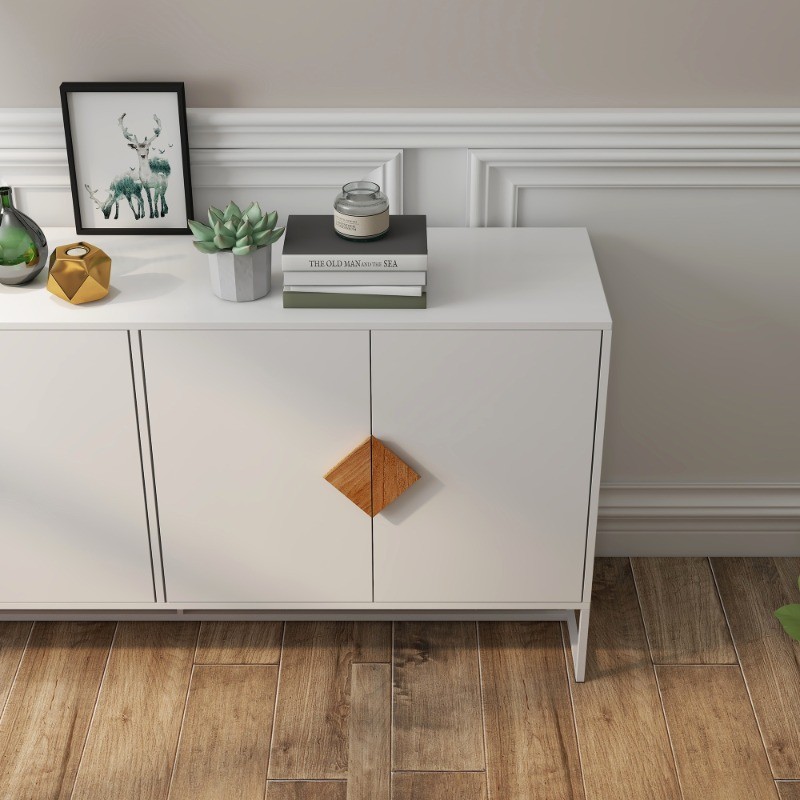 Solid wood special square handle design with 4 doors and double storage sideboar