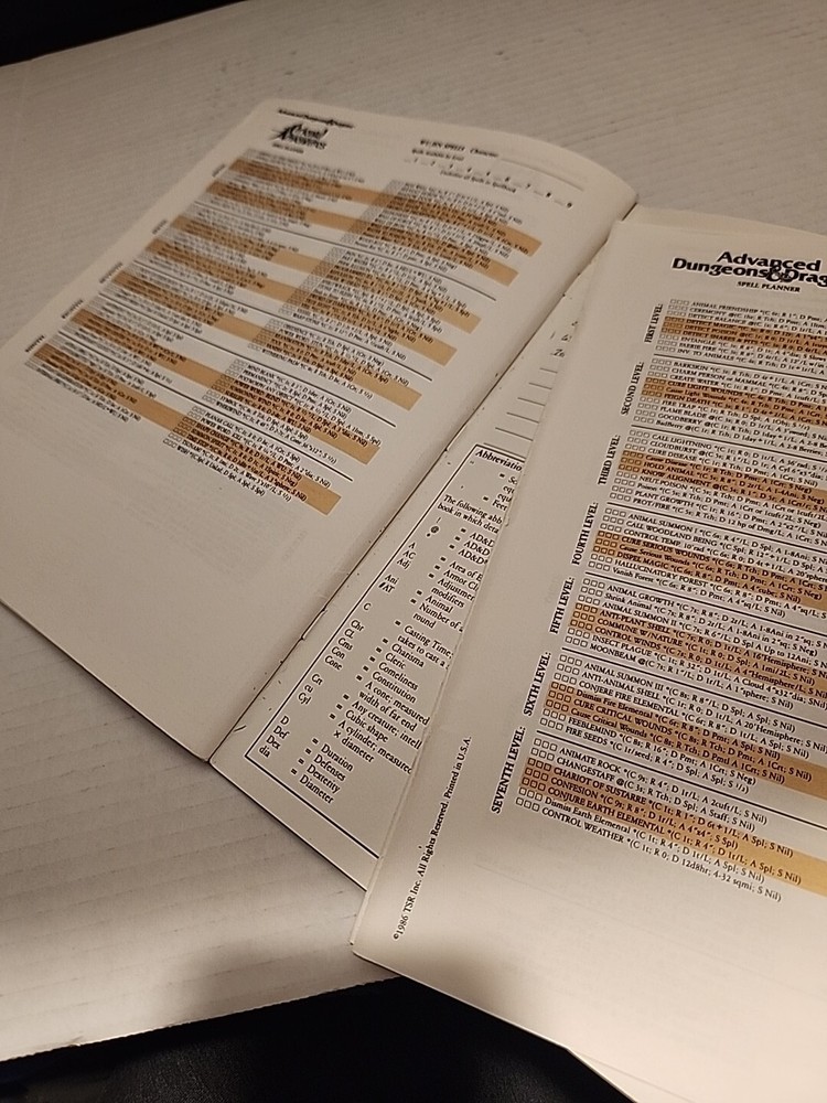 9028 Advanced D&D REF2 Player Character Record Sheets TSR 1986