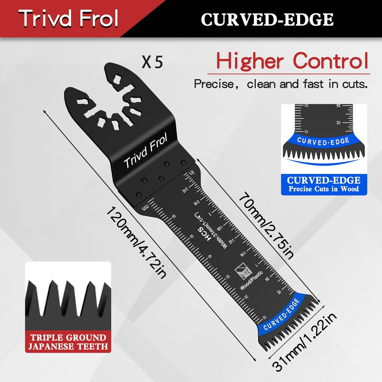 10 PCS Extra Long Oscillating Saw Blades, Curved Edge Bi-Metal and Black