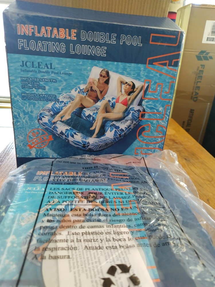 JCLEAL Inflatable Double Pool Lounger/Float Design For Two
