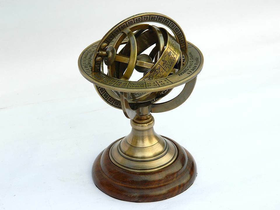 Solid Brass Nautical 5" Vintage Arillary World Globe - Nautical Decor Gift
