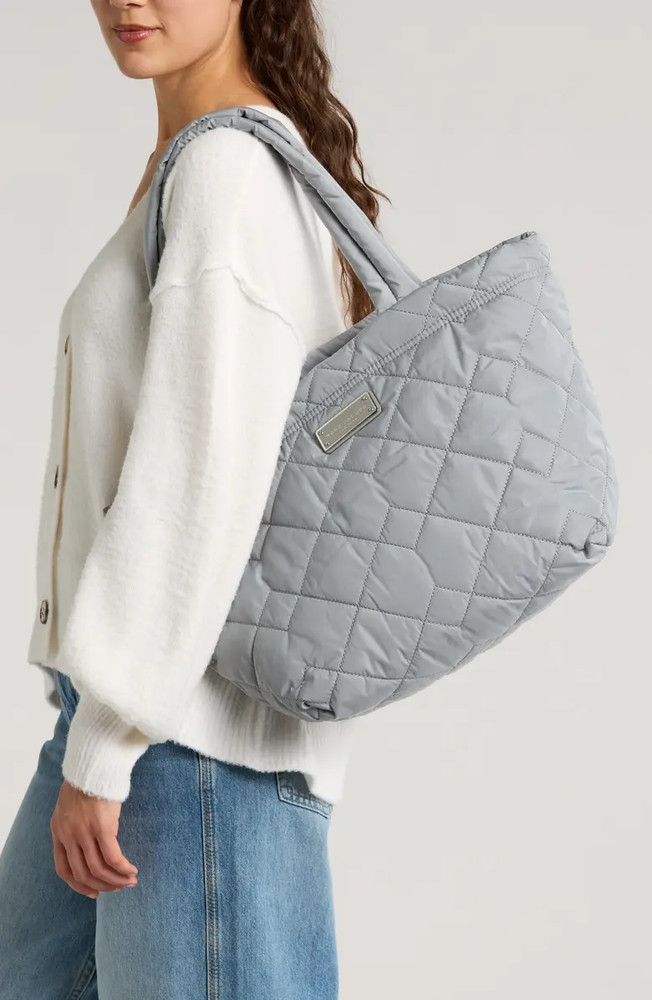 Marc Jacobs Medium Quilted Nylon Tote ~NWT~ Rock Grey