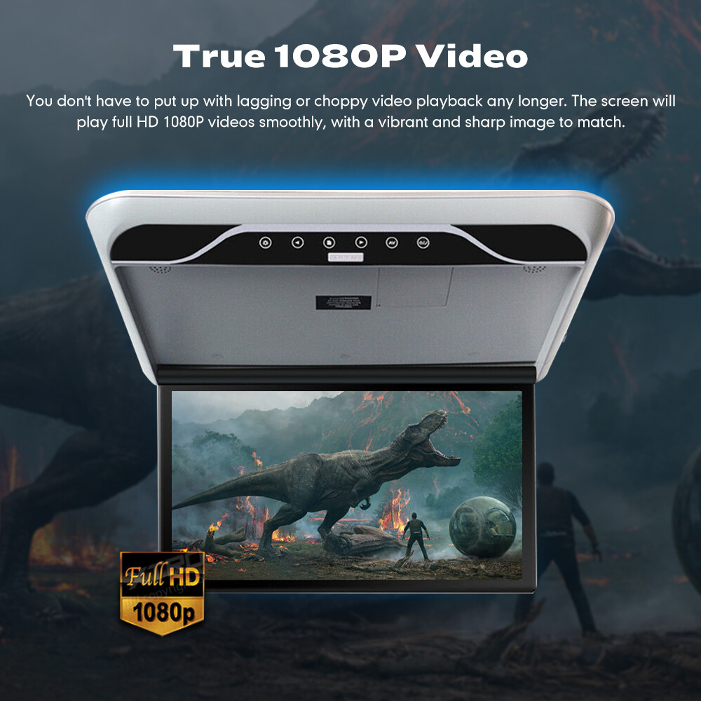 19.5" Screen Car Overhead Ceiling Roof Mount Monitor FHD 1080P Video Player HDMI