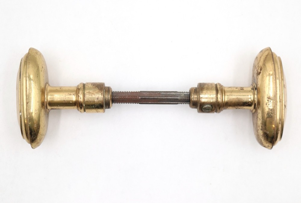 Pair of Reclaimed Cast Brass Oval Entry Door Knobs