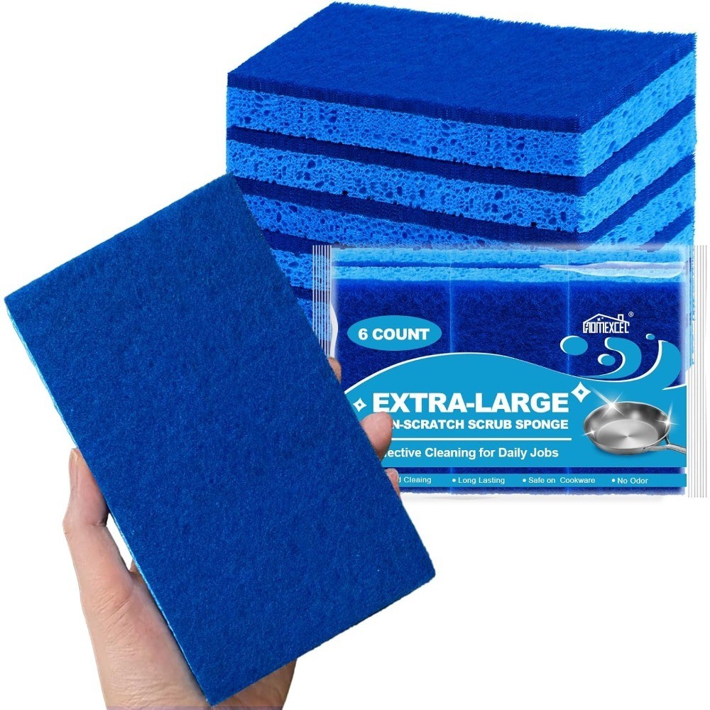Extra Large Sided Kitchen Sponges for Cleaning Non Stick Cookware Non