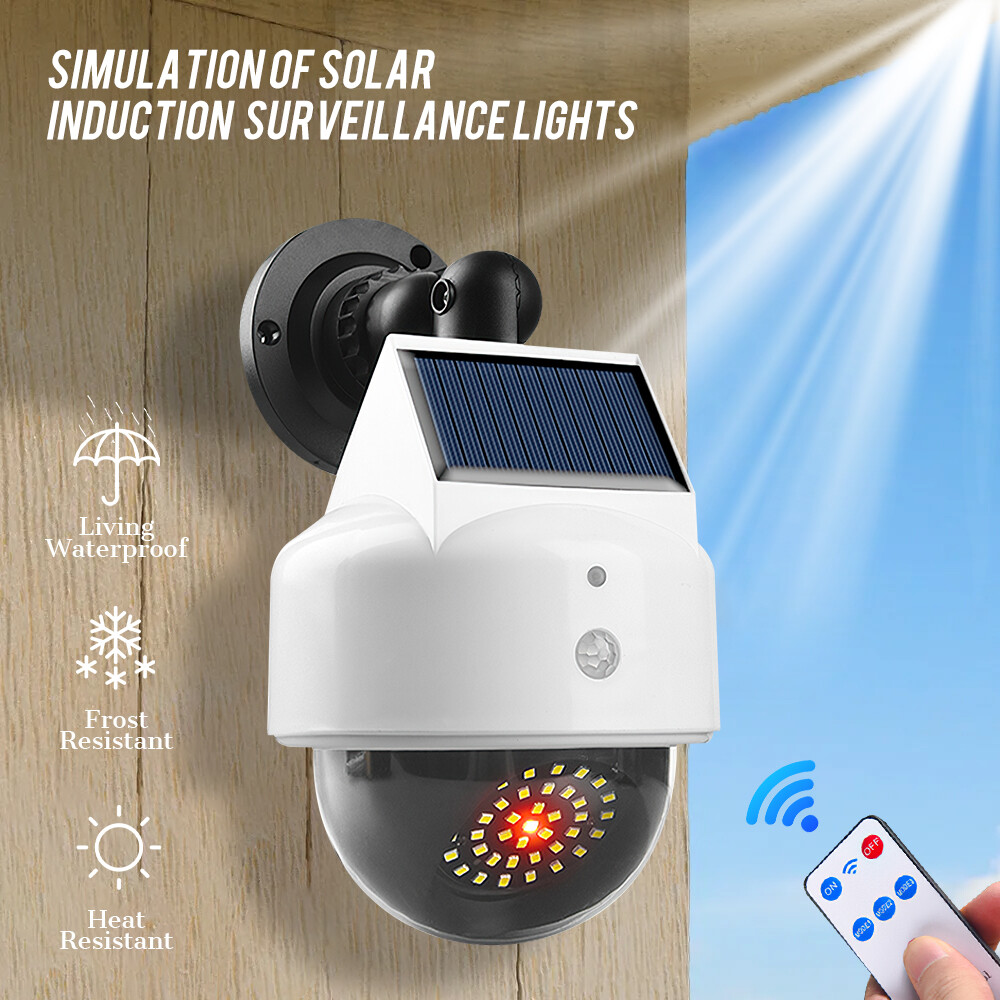 Solar Power Dummy Camera Fake Security CCTV Dome Camera with Flashing Red Light