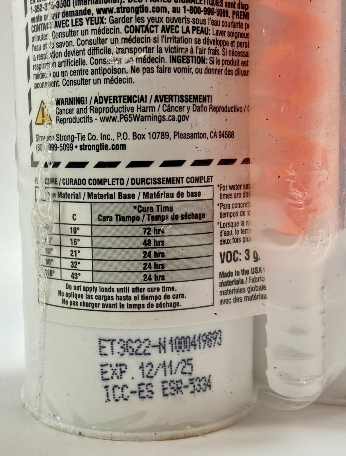 Simpson Strong-Tie ET-3G Anchoring Adhesive Epoxy 22 oz