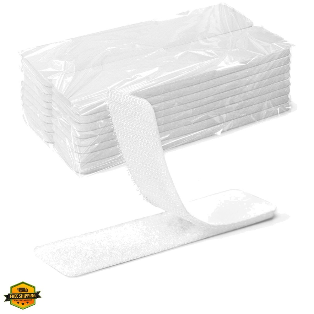 16 Sets Hook and Loop Tape Sticky Back,1 in.x 4 in. Double-Sided Command Adhe...