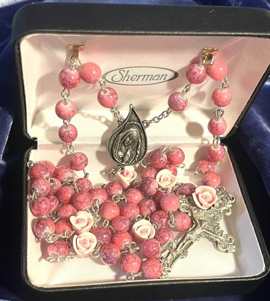 HJ Sherman Teardrop Memorial Rosary New In Box - Beautiful!