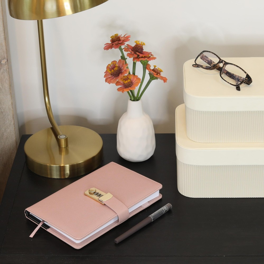 Aesthetic Diary with Lock – Beautiful Leather Journal with Easy to Change Cod...