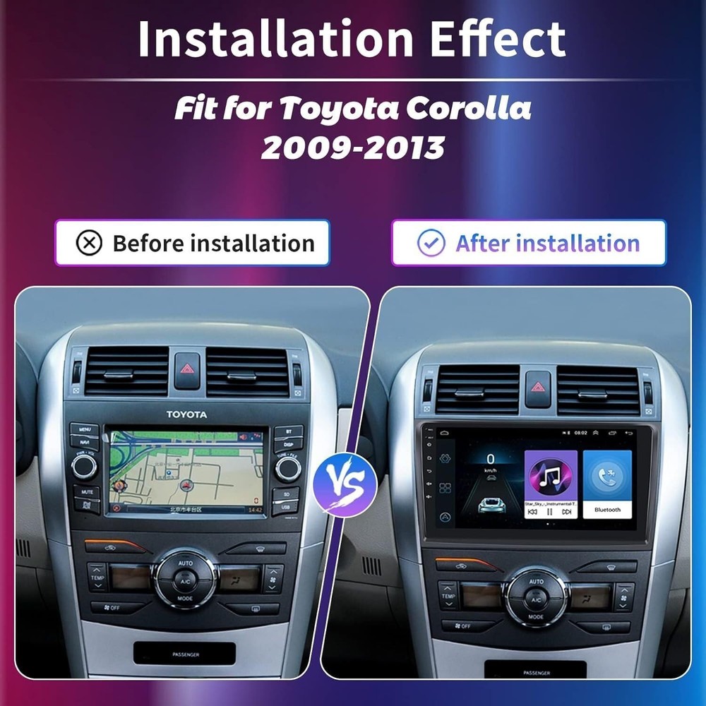 Android 13 Double Din Stereo for Corolla 2009-2013 GPS Bluetooth Camera