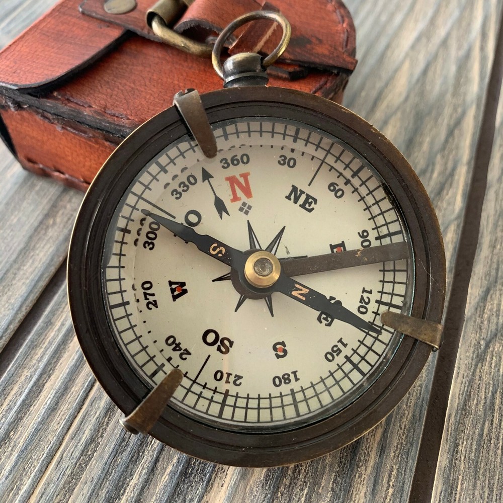 Solid Brass Nautical Pocket Compass Adventure Gift