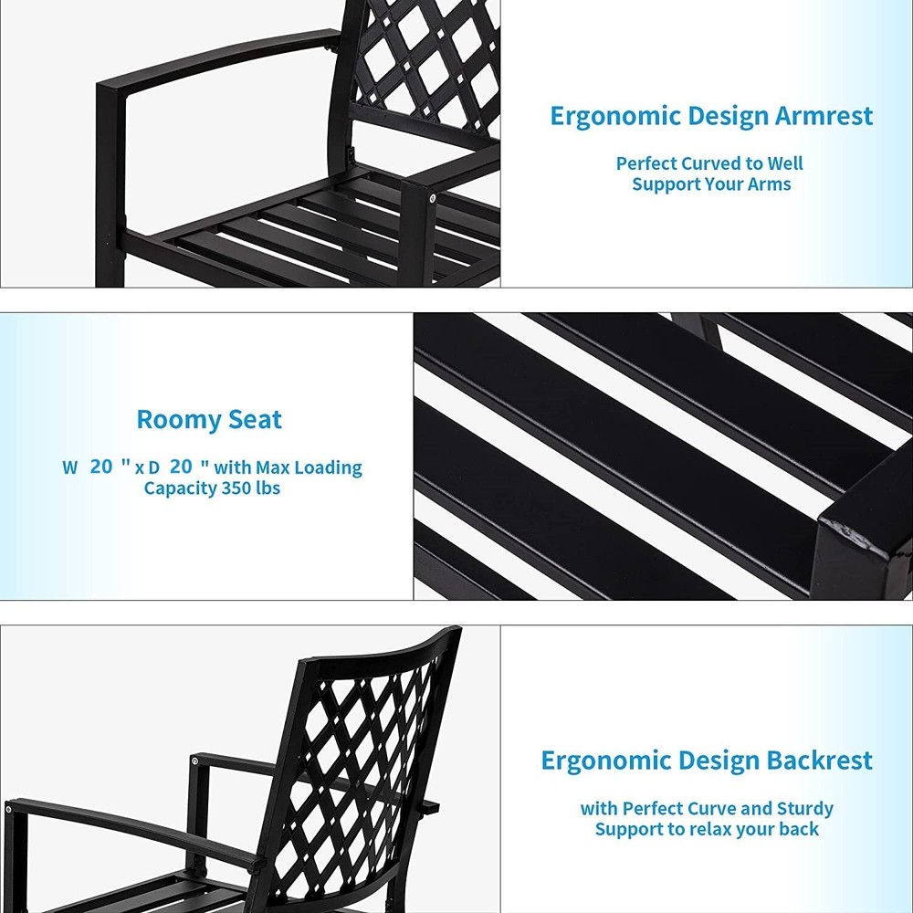 7 Piece Outdoor Dining Sets Patio Chairs Stackable Rectangular Table Patio Sets