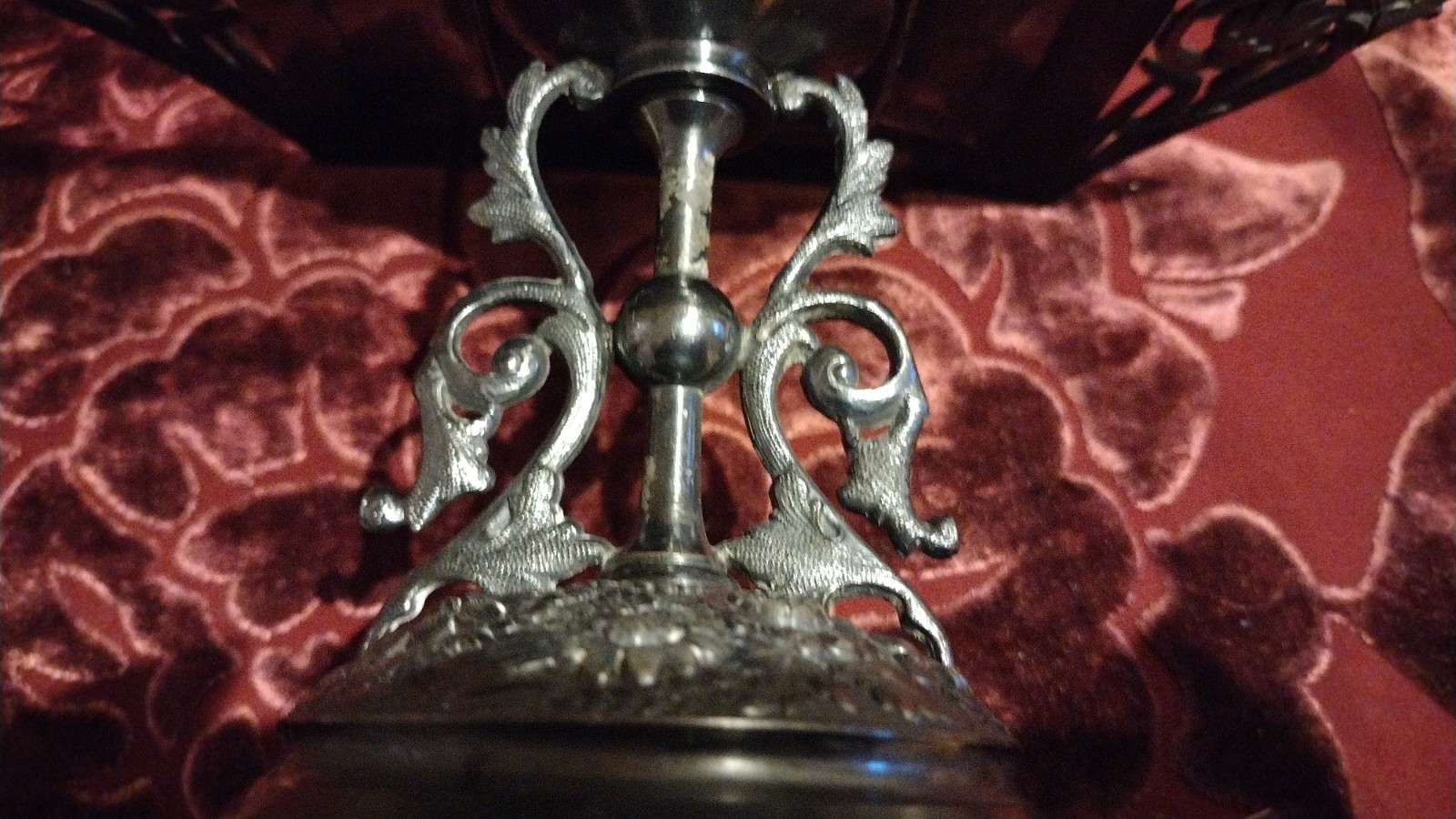 Antique Victorian unique Art Nouveau Dark Silver Plate Calling Card Repousse