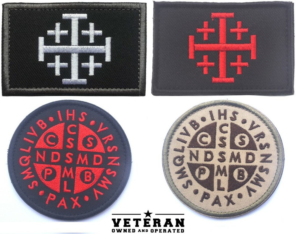 Templar Knight Crusader Holy Shield Jerusalem Christian Cross Hook Loop Patch
