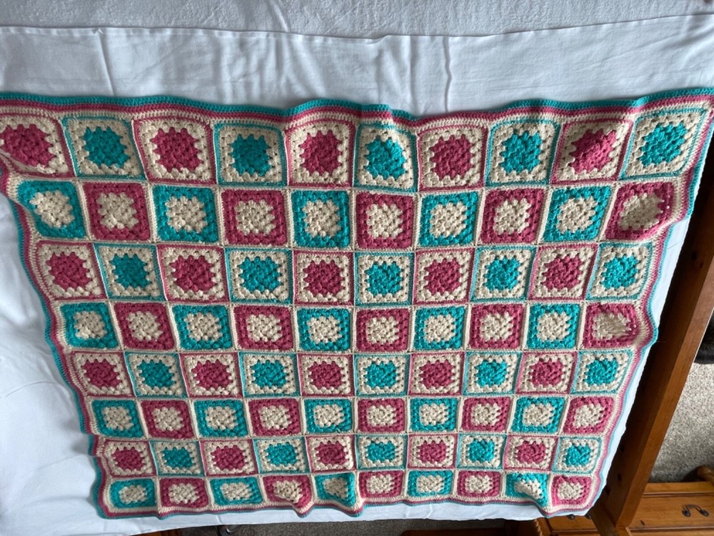 crocheted 44x52 coverlet multicolor